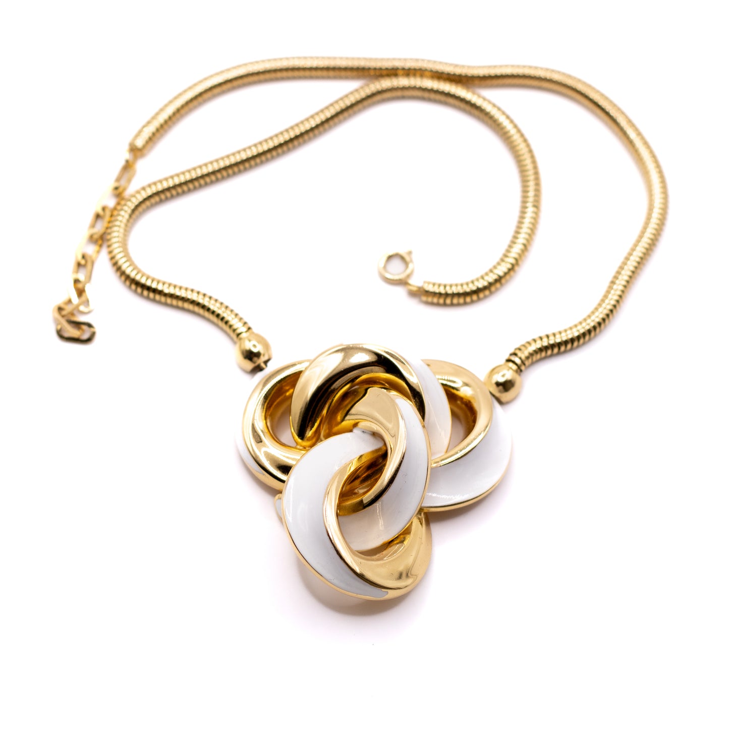1970s Henkel & Grosse For Dior Vintage Gold Tone Enamel Pendant Necklace