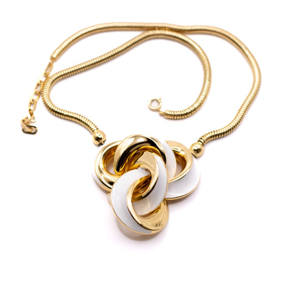 1970s Henkel & Grosse For Dior Vintage Gold Tone Enamel Pendant Necklace