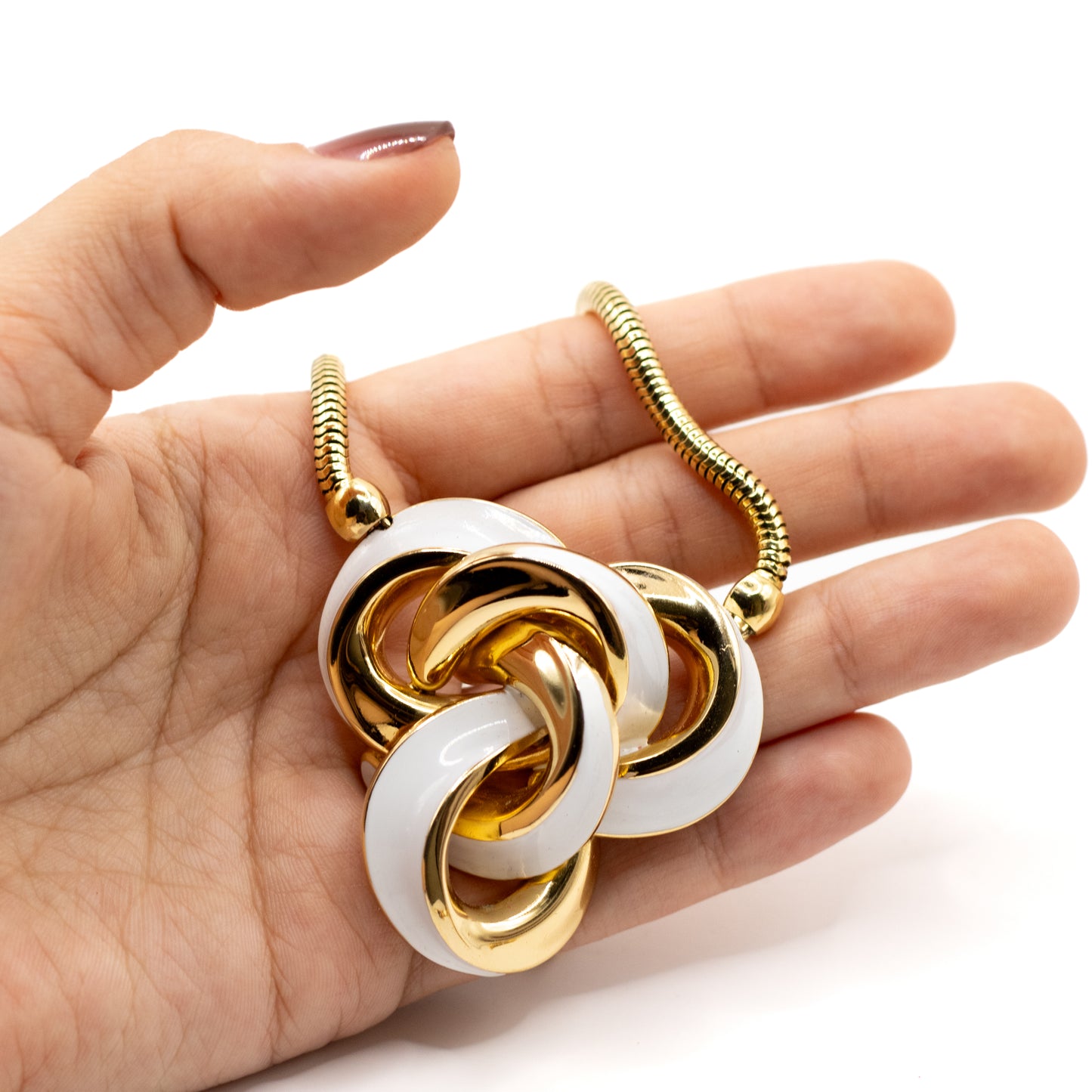 1970s Henkel & Grosse For Dior Vintage Gold Tone Enamel Pendant Necklace
