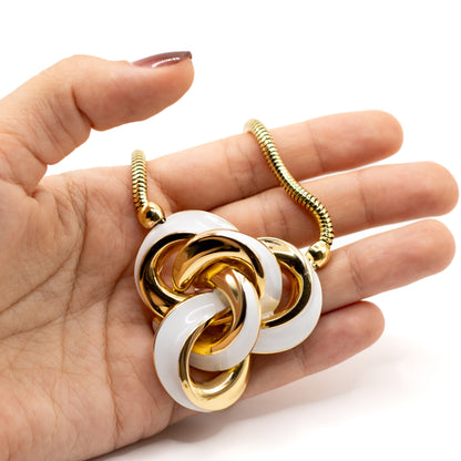 1970s Henkel & Grosse For Dior Vintage Gold Tone Enamel Pendant Necklace