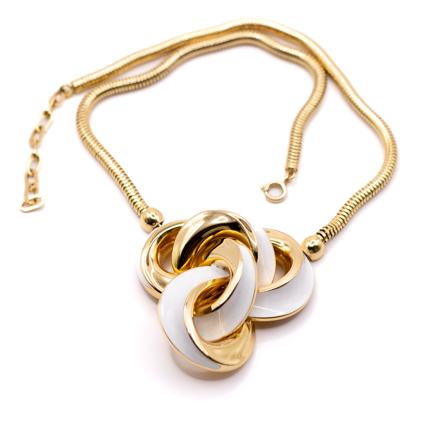 1970s Henkel & Grosse For Dior Vintage Gold Tone Enamel Pendant Necklace