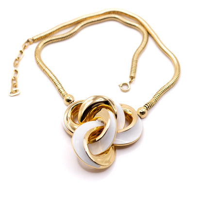 1970s Henkel & Grosse For Dior Vintage Gold Tone Enamel Pendant Necklace