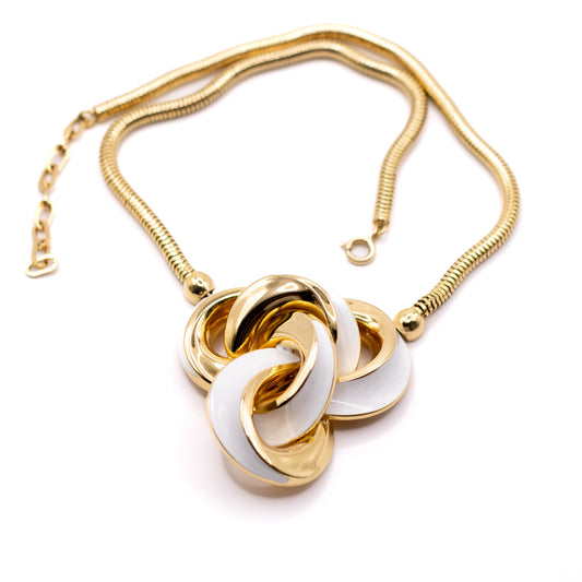 1970s Henkel & Grosse For Dior Vintage Gold Tone Enamel Pendant Necklace