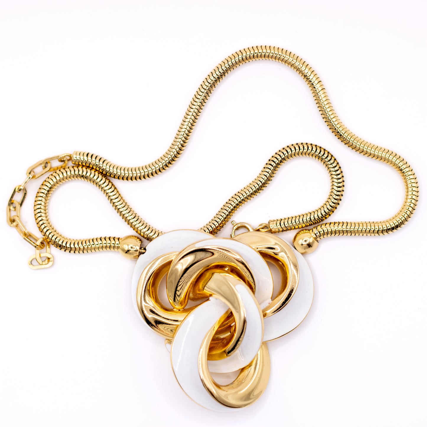 1970s Henkel & Grosse For Dior Vintage Gold Tone Enamel Pendant Necklace