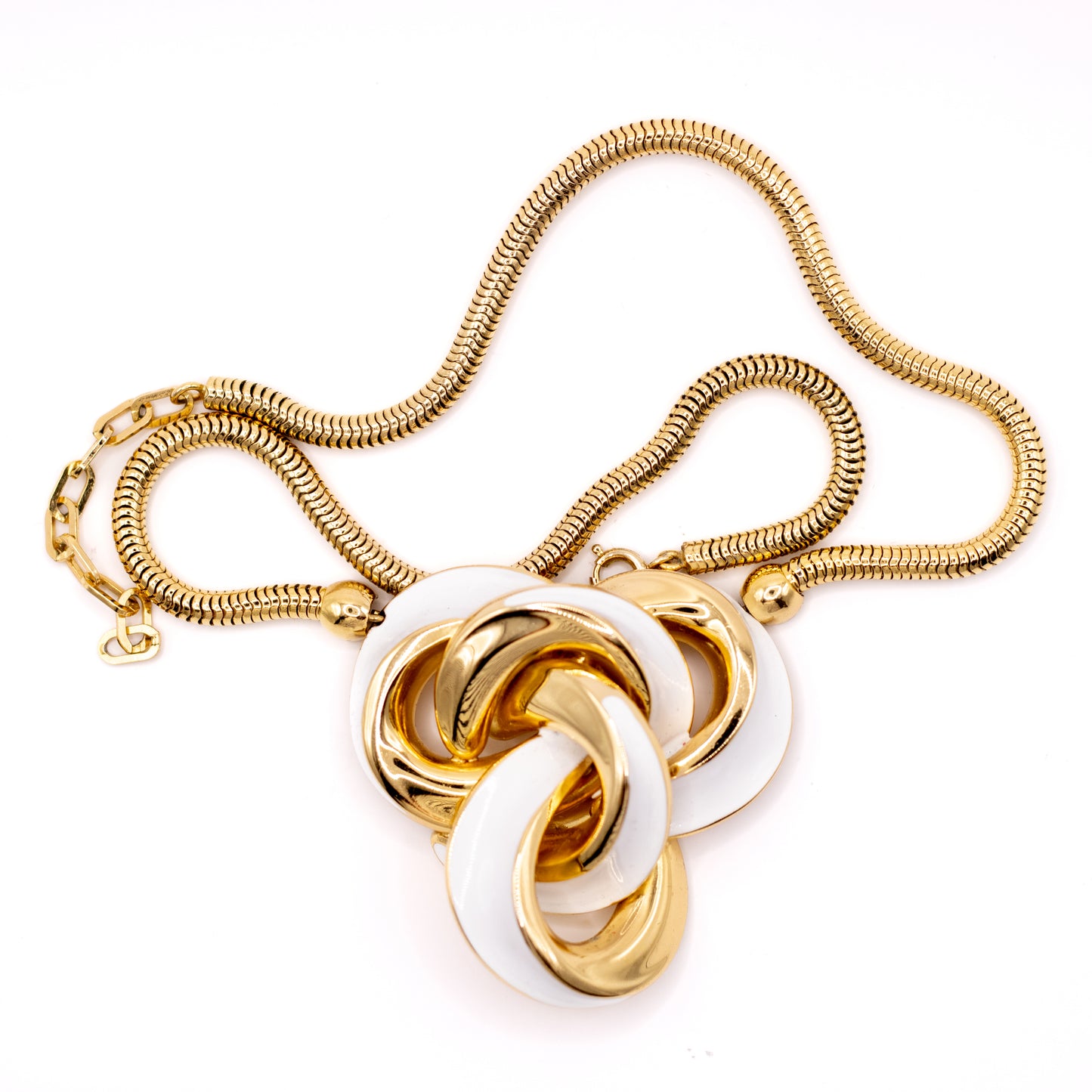1970s Henkel & Grosse For Dior Vintage Gold Tone Enamel Pendant Necklace