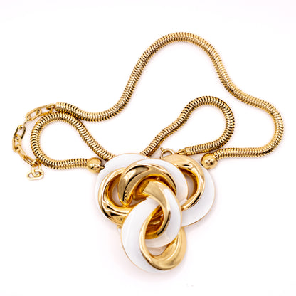 1970s Henkel & Grosse For Dior Vintage Gold Tone Enamel Pendant Necklace