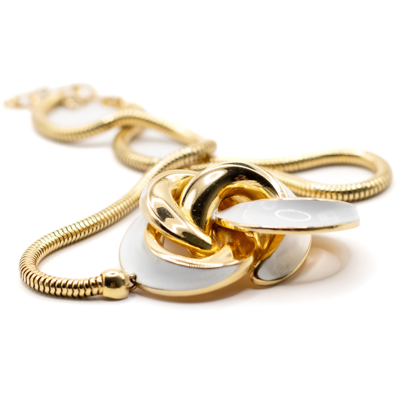 1970s Henkel & Grosse For Dior Vintage Gold Tone Enamel Pendant Necklace