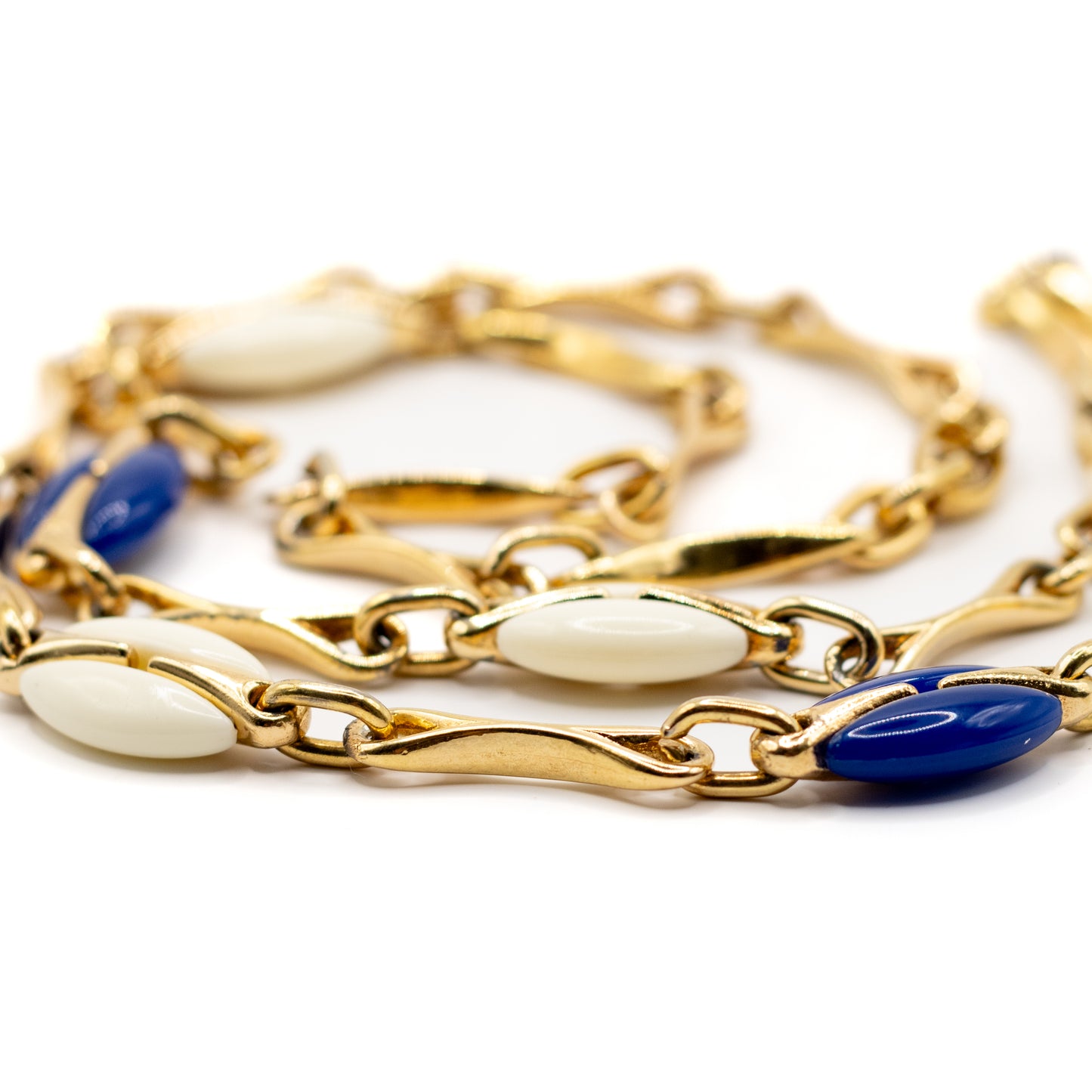 1970s Henkel & Grosse For Dior Vintage Gold Tone Long Necklace with Galalith Elements