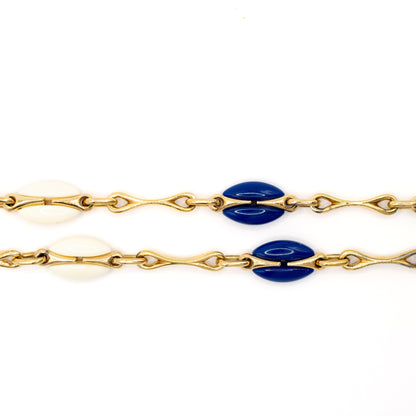 1970s Henkel & Grosse For Dior Vintage Gold Tone Long Necklace with Galalith Elements