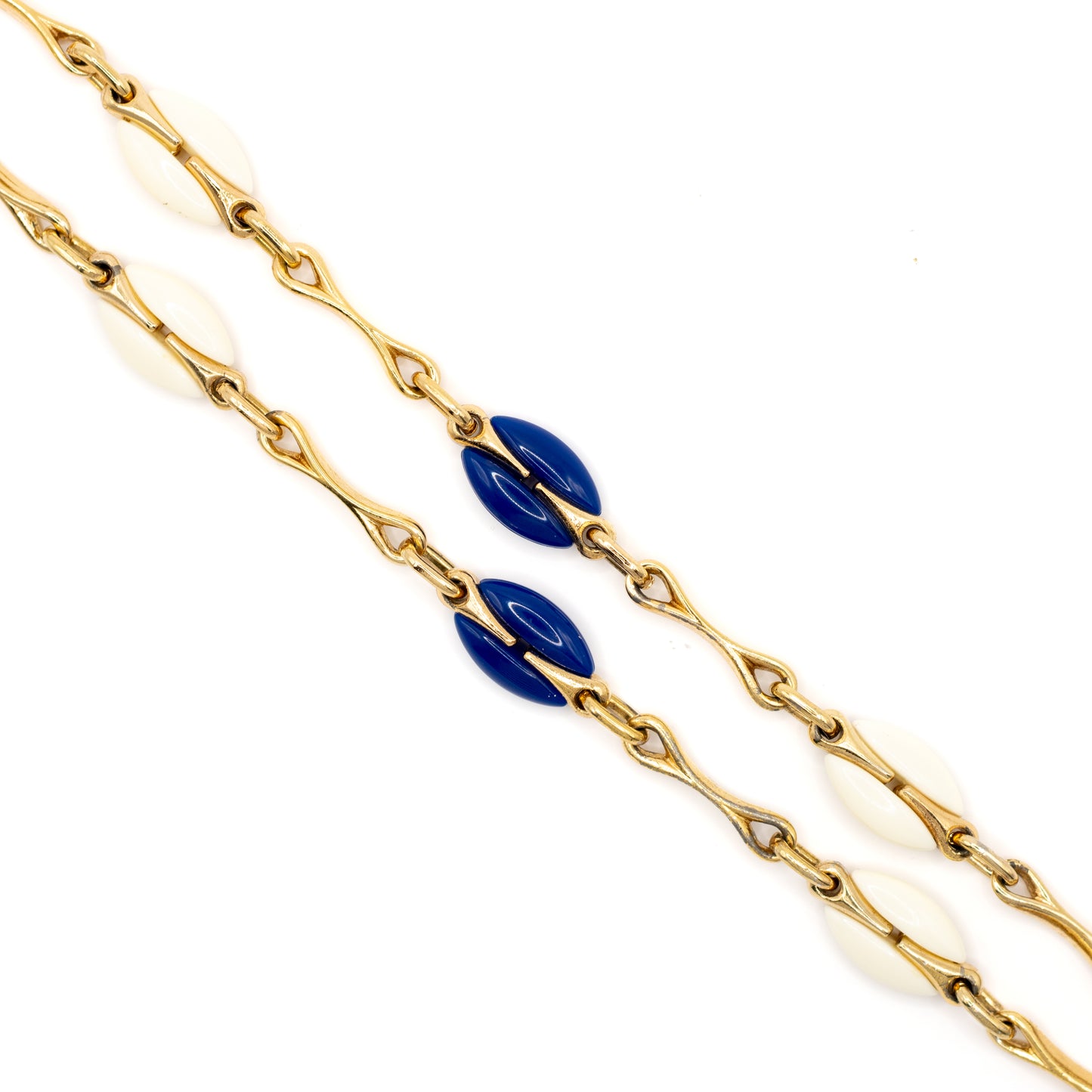 1970s Henkel & Grosse For Dior Vintage Gold Tone Long Necklace with Galalith Elements