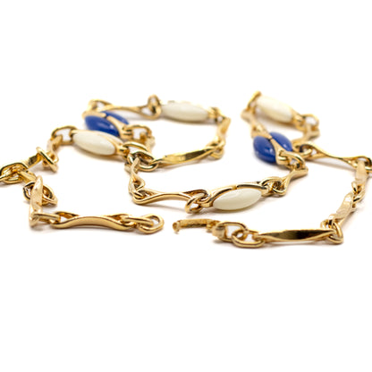 1970s Henkel & Grosse For Dior Vintage Gold Tone Long Necklace with Galalith Elements