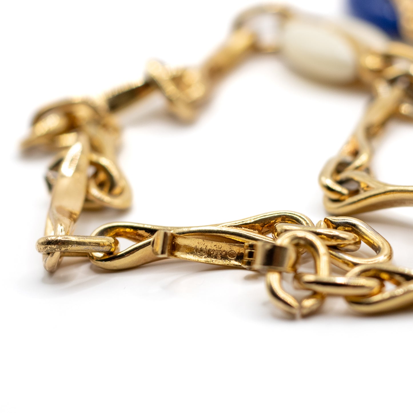 1970s Henkel & Grosse For Dior Vintage Gold Tone Long Necklace with Galalith Elements