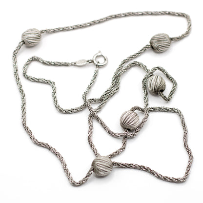1960s Henkel & Grosse For Dior Vintage Silver Tone Long Necklace