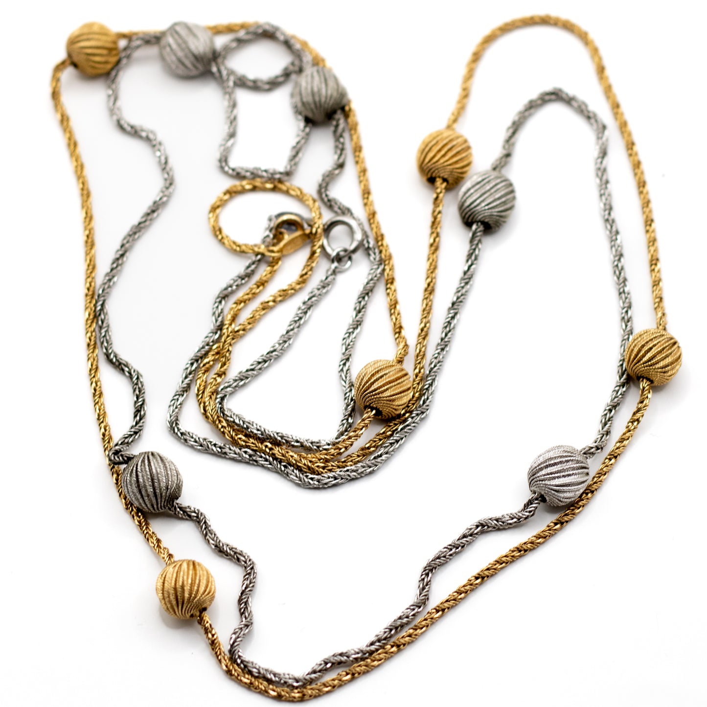 1960s Henkel & Grosse For Dior Vintage Silver Tone Long Necklace