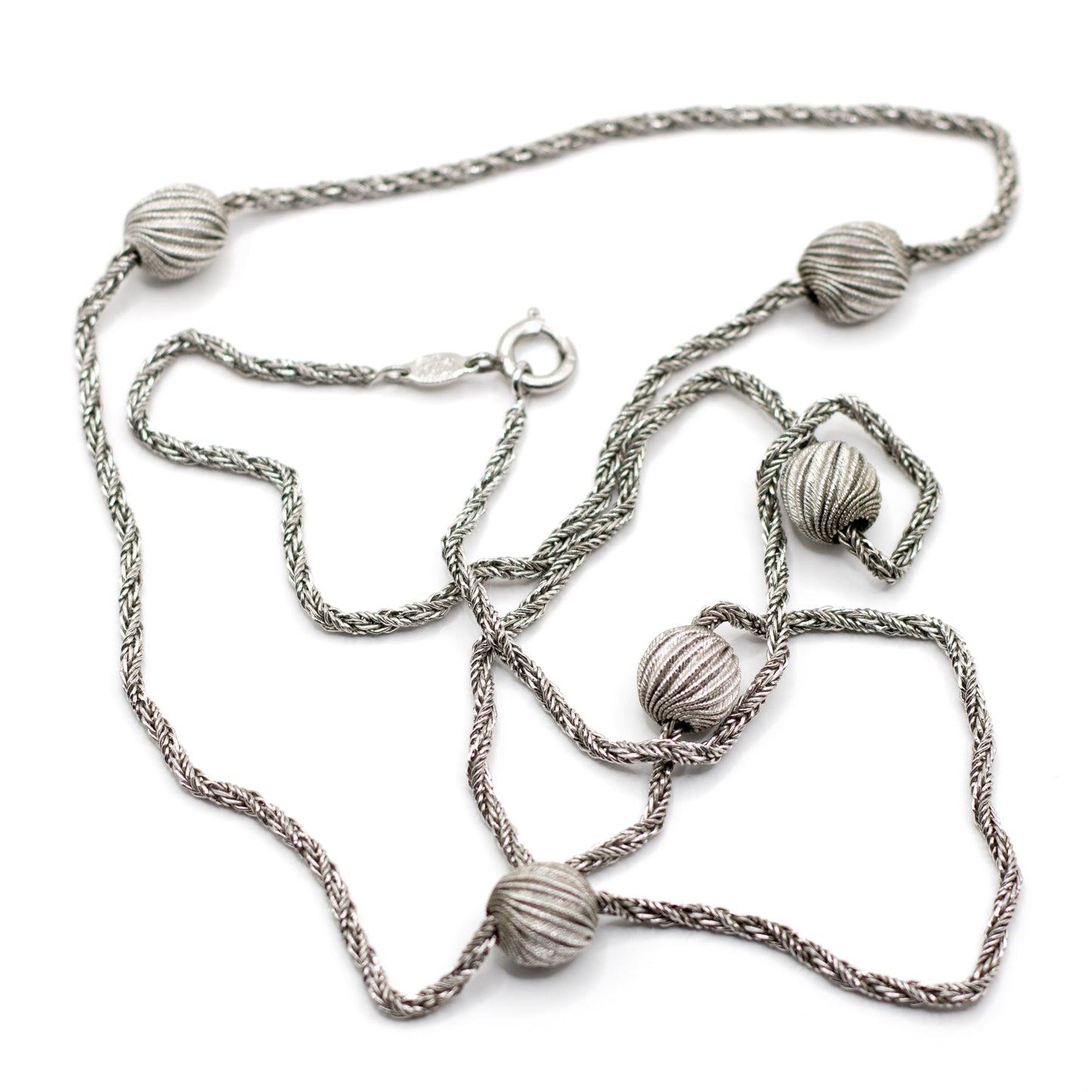 1960s Henkel & Grosse For Dior Vintage Silver Tone Long Necklace