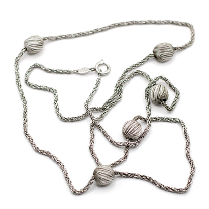 1960s Henkel & Grosse For Dior Vintage Silver Tone Long Necklace