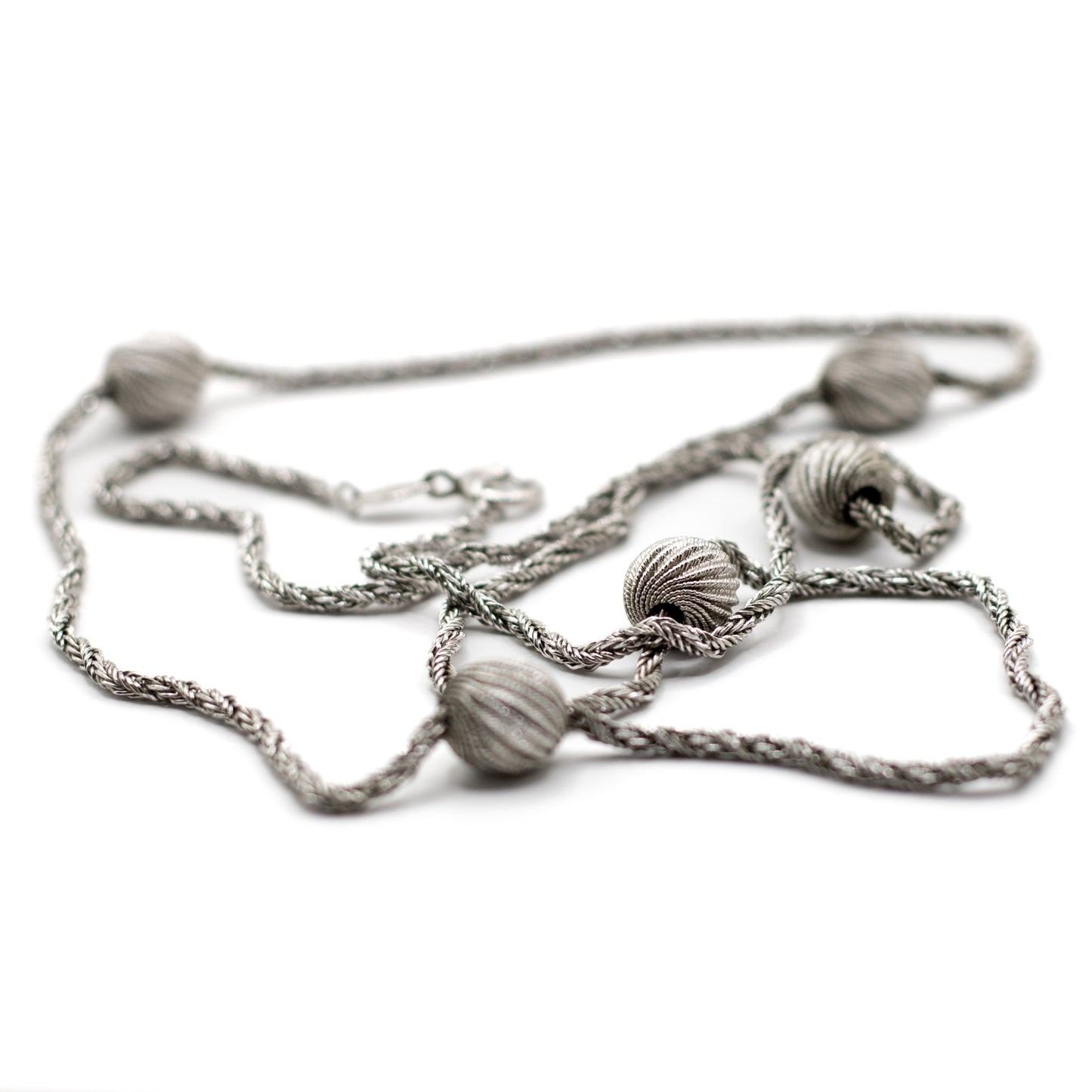 1960s Henkel & Grosse For Dior Vintage Silver Tone Long Necklace