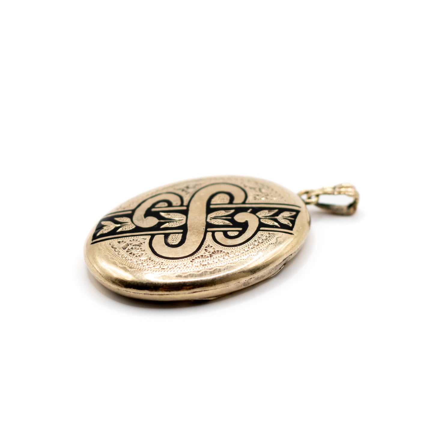 Victorian Antique Rolled Gold Black Enamel Monogram Locket