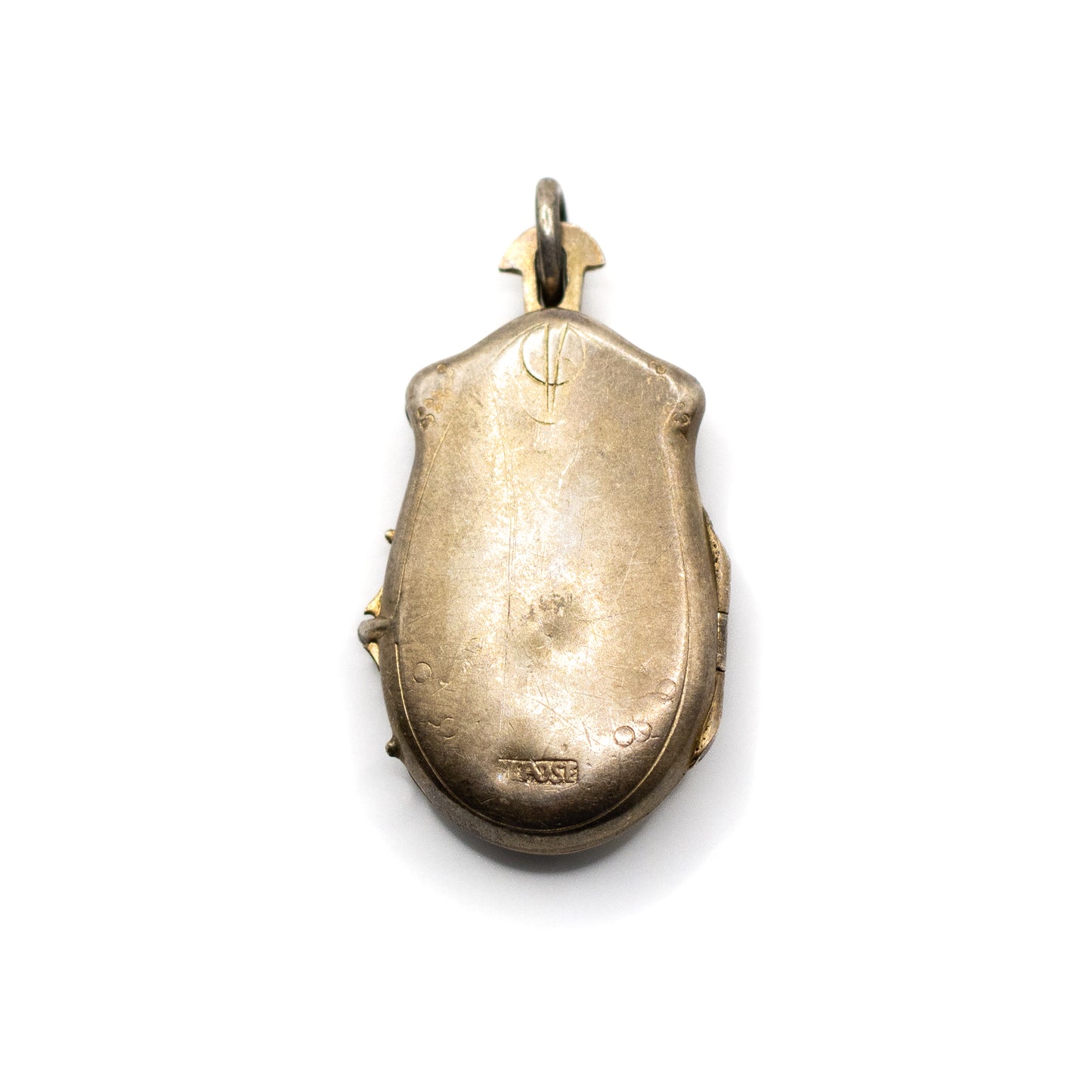 Jugendstil Antiker Silber Vermeil Perlmutt Insekten-Medaillon