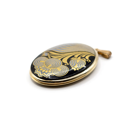 Medaillon mit Blumenmuster aus Emaille im österreichischen Vintage-Stil