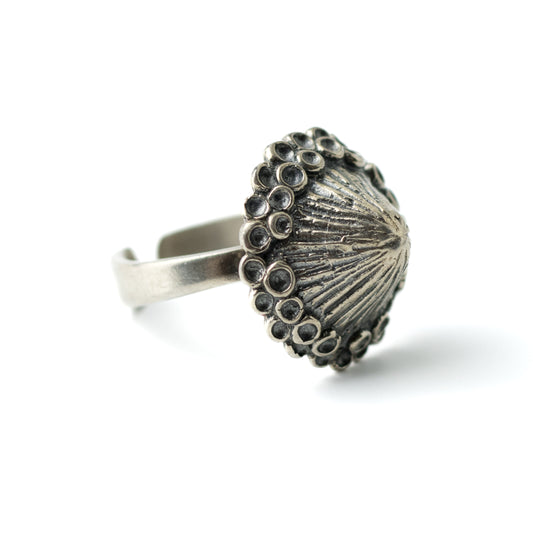 TEKA Germany Vintage Brutalist Silver Ring with Mushroom Design