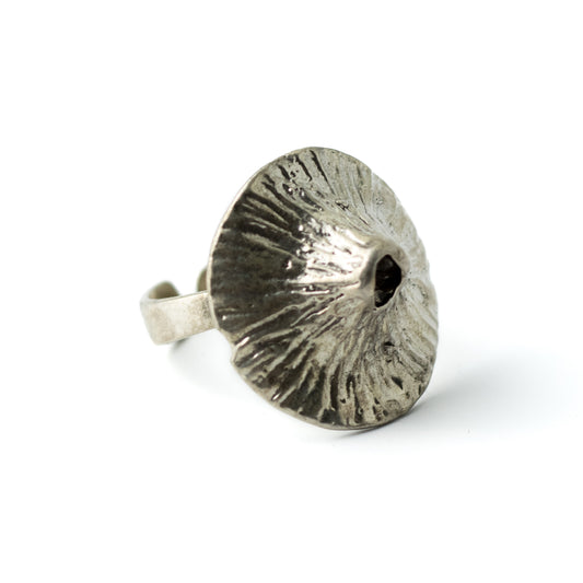 TEKA Germany Vintage Brutalist Silver Ring with Mushroom Design