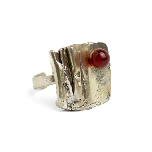TEKA Theodor Klotz Vintage Silver Ring with Carnelian Sphere
