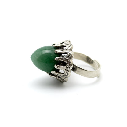 Theodor Fahrner Vintage Brutalist Silver Ring with Dyed Green Quartz