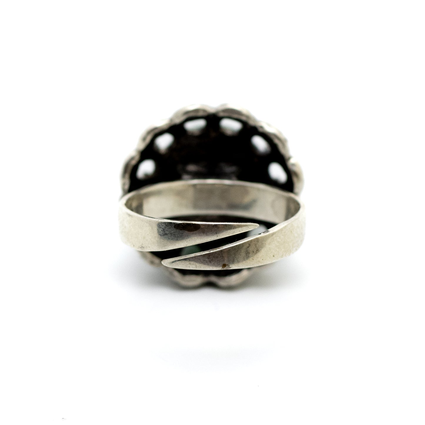 Theodor Fahrner Vintage Brutalist Silver Ring with Dyed Green Quartz