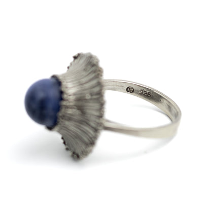 Theodor Fahrner Brutalist Sterling Silver Ring with Matte Sodalite