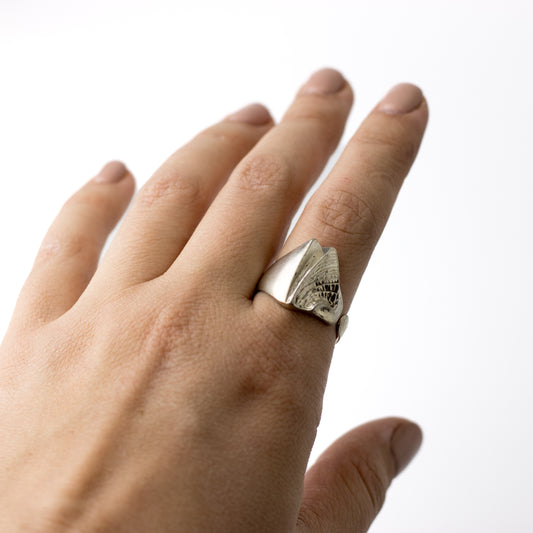 Matti Hyvarinen Vintage Finnish Brutalist Silver Ring