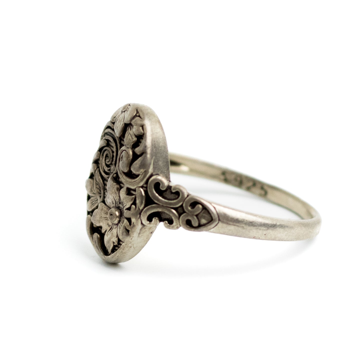 Art Nouveau Antique Sterling Silver Floral Ring