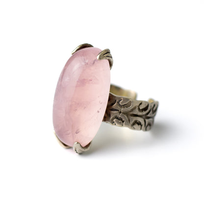 Helmut von Kleist Vintage Silver Ring with Rose Quartz