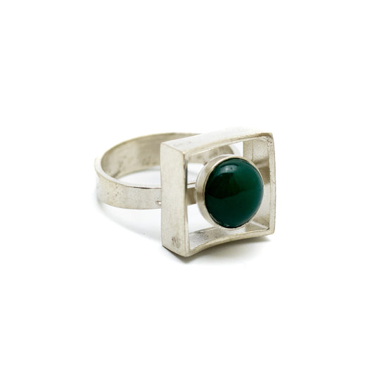 Niels Erik From Modernist Silver Ring with Chrysoprase
