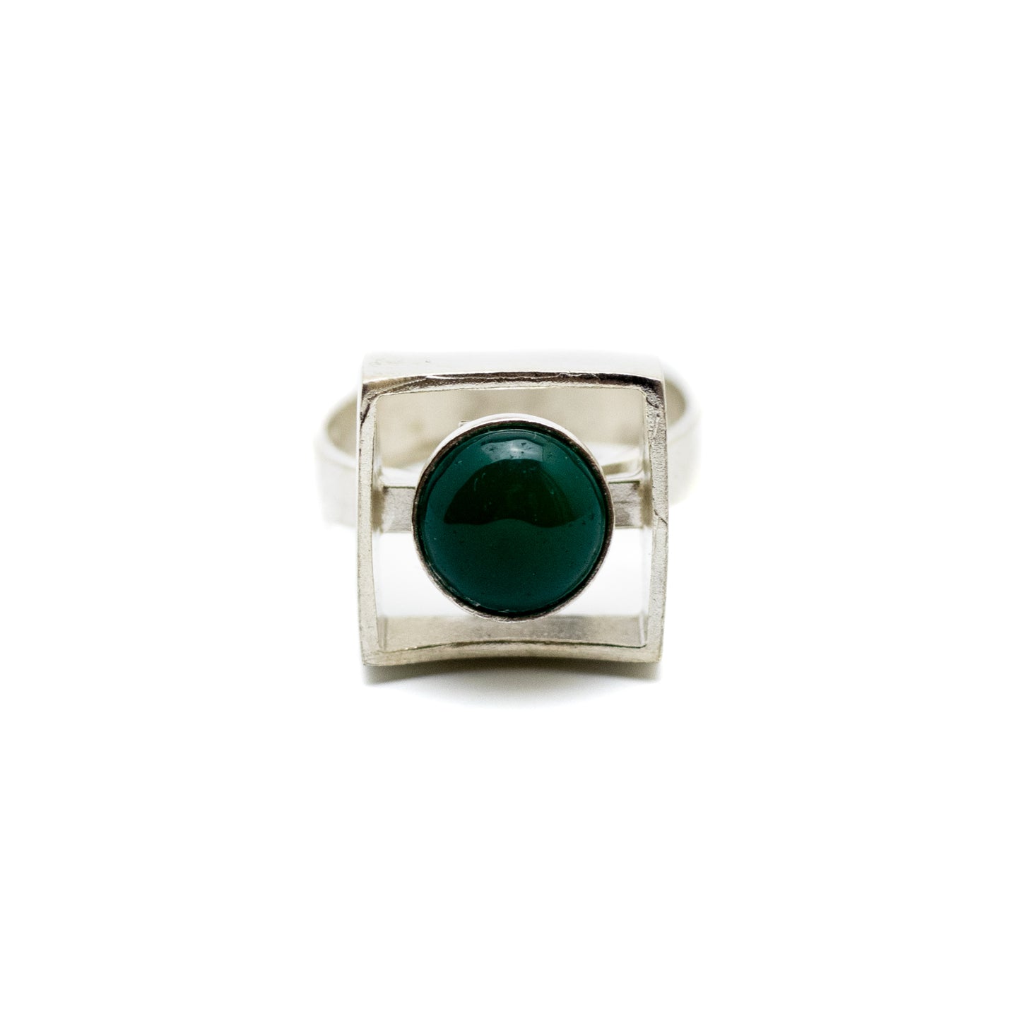 Niels Erik From Modernist Silver Ring with Chrysoprase