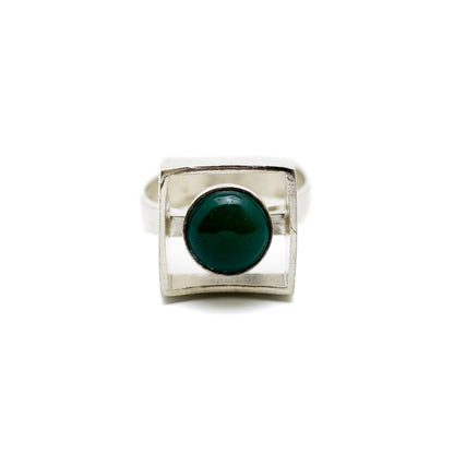 Niels Erik From Modernist Silver Ring with Chrysoprase