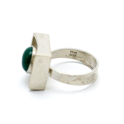 Niels Erik From Modernist Silver Ring with Chrysoprase