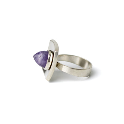 Niels Erik From Danish Modernist Silver Ring with Amethyst