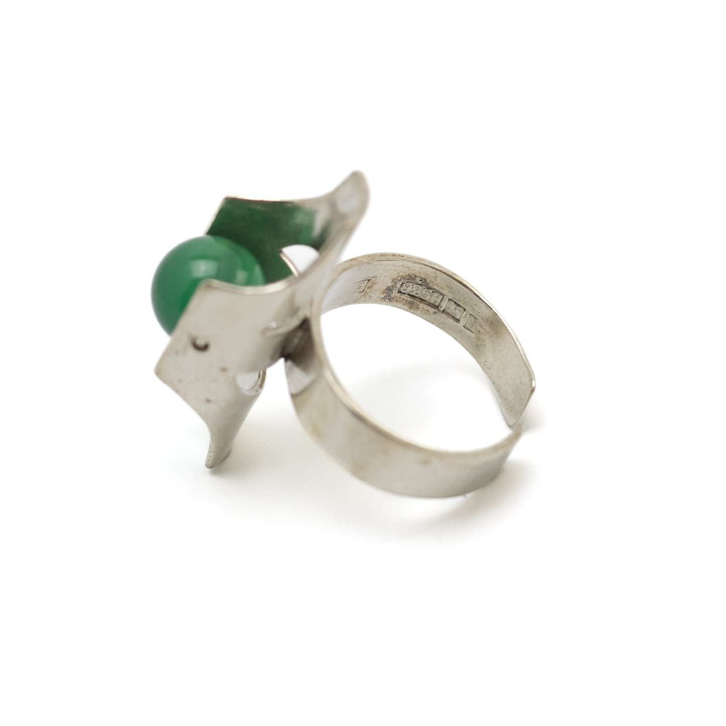 Kultaseppa Salovaara Vintage Silver Ring with Rotating Chrysoprase Sphere