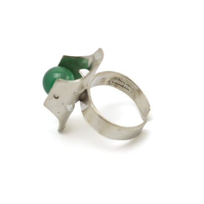 Kultaseppa Salovaara Vintage Silver Ring with Rotating Chrysoprase Sphere