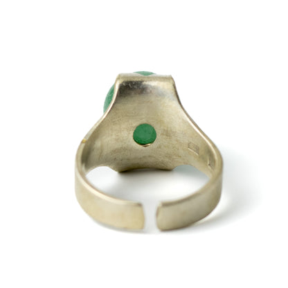 Kultaseppa Salovaara Vintage Finnish Brutalist Silver Ring with Green Quartz