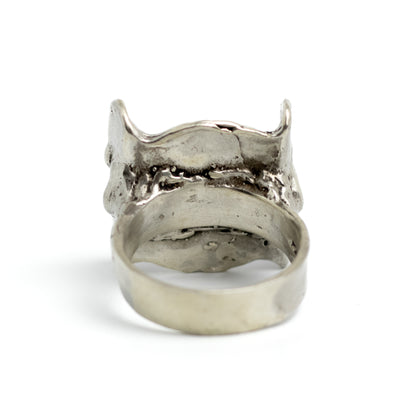 Monika and Burkhard OLY Vintage Brutalist Silver Ring with Amethyst