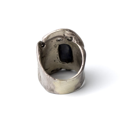 Monika & Burkhard OLY Vintage Brutalist Silver Ring with Lapis Lazuli