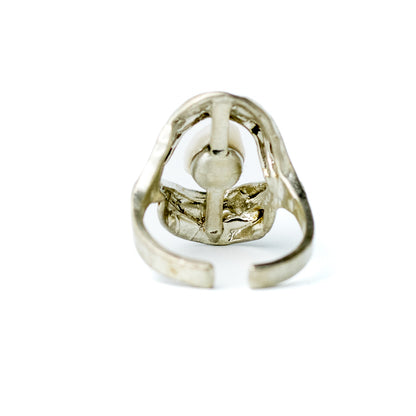 Perli Germany Brutalist Sterling Silver Ring with Natural Pearl