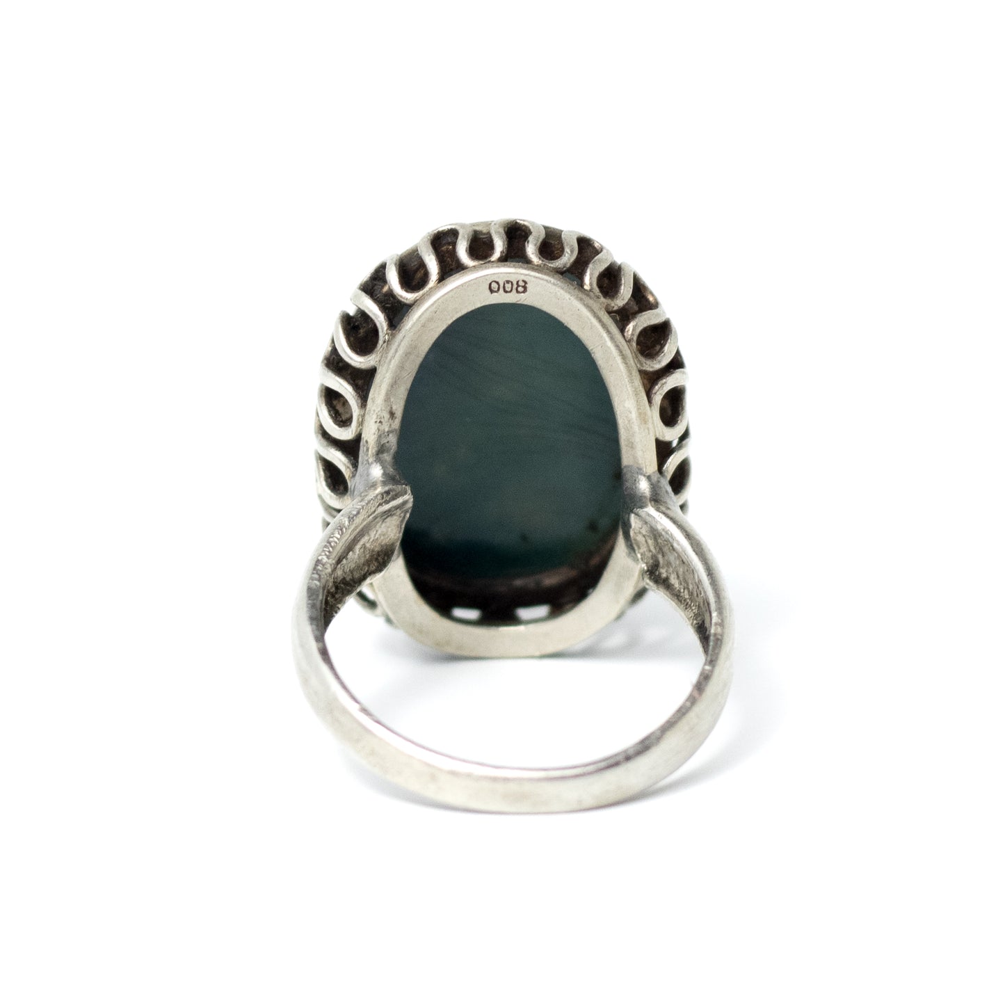 Vintage Silver Cloisonné Enamel Ring With Greek Woman Motif