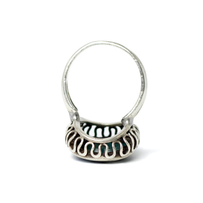 Vintage Silver Cloisonné Enamel Ring With Greek Woman Motif