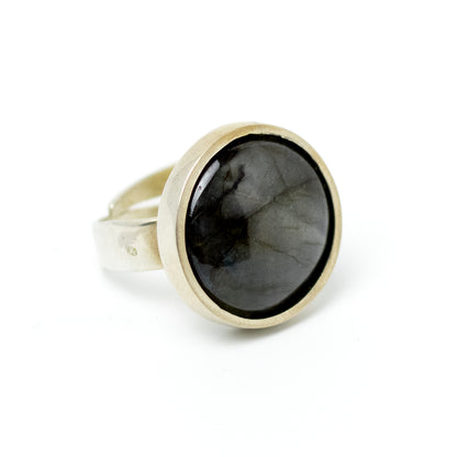 Bengt Hallberg Modernist Silver Ring with Labradorite