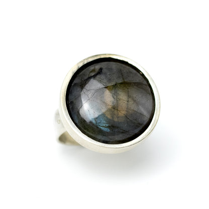 Bengt Hallberg Modernist Silver Ring with Labradorite