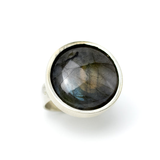 Bengt Hallberg Modernist Silver Ring with Labradorite