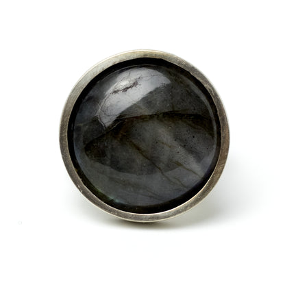 Bengt Hallberg Modernist Silver Ring with Labradorite